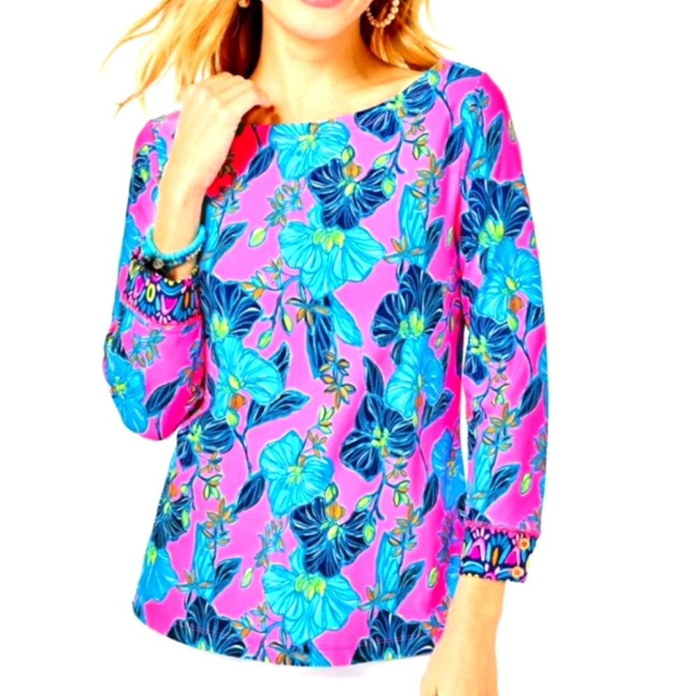 Lilly Pulitzer Everlynn top ChillyLilly upf NWT XL 'blooming for you'